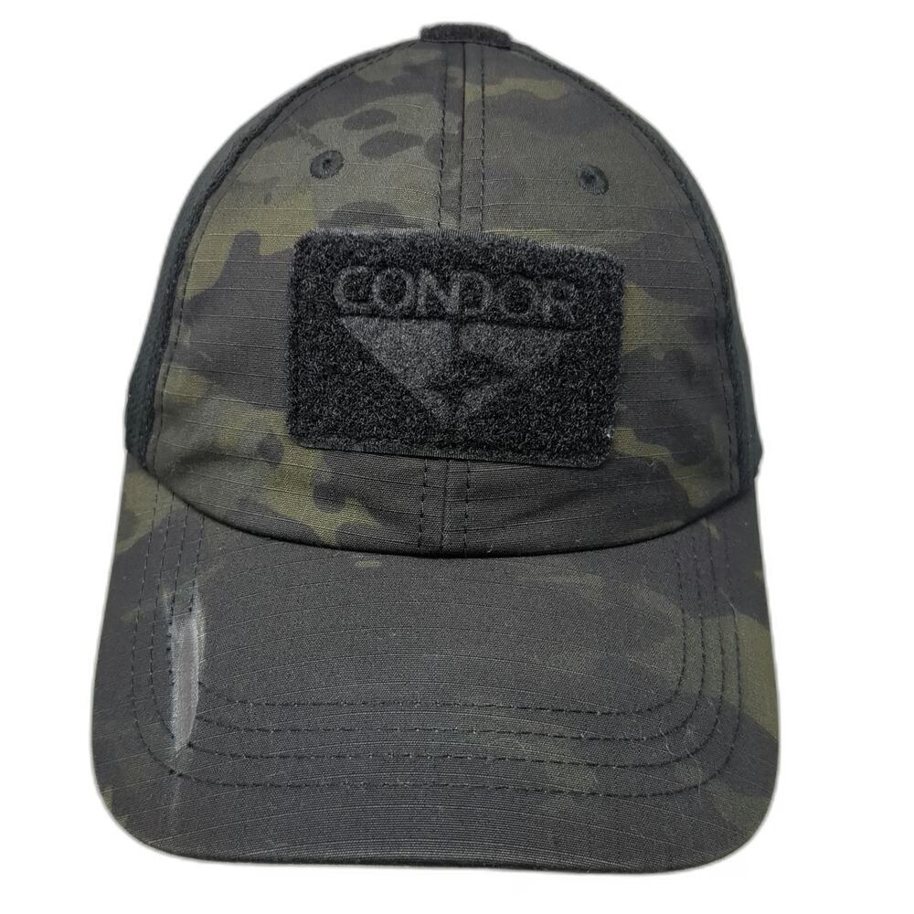 Condor Baseball Cap Black Camo Tactical Mesh Back Patch Area One Size Hat